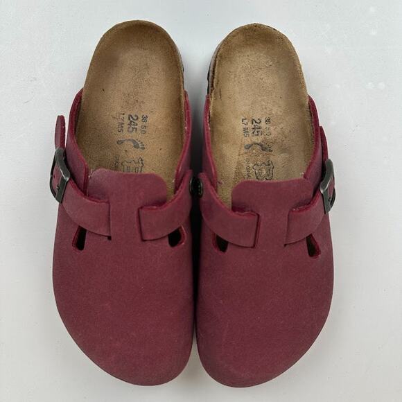 Birkenstock Birkis Boston Clog Womens 38EU 7US Burgundy Slip On Mule Comfort - Picture 4 of 11